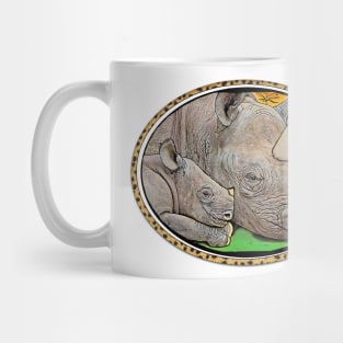 White rhino mom and baby Ceratotherium simum Mug